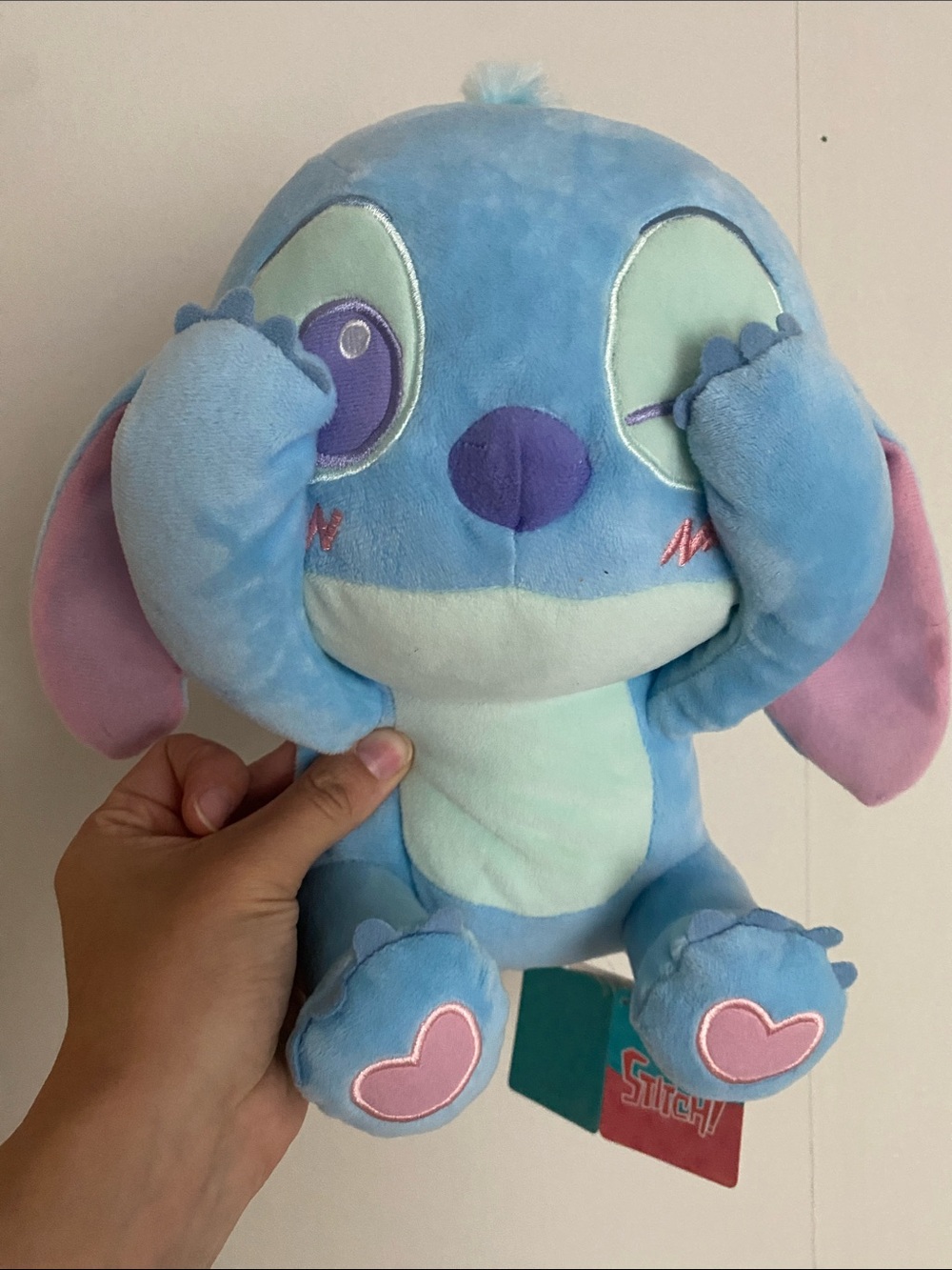 Peekaboo Disney Blue & Pink Stitch Plush with Heart Paw Details